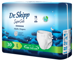 Dr.Skipp SuperSafe Large 3 (100-145см) 7капель (30шт), Подгузники для взрослых, РБ - фото