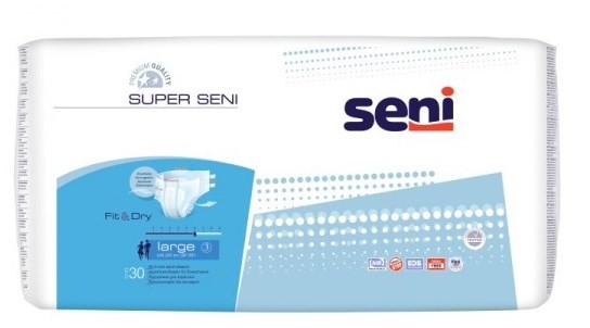 SUPER SENI 3 Large (6*, 30 шт) Подгузники для взрослых (100-150 см) Россия - фото