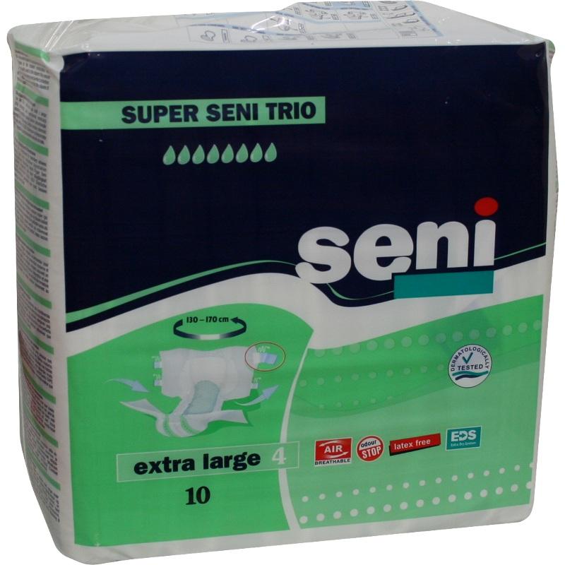 SUPER SENI TRIO EXTRA LARGE (8 капель, 10шт) Подгузники для взрослых, Польша - фото