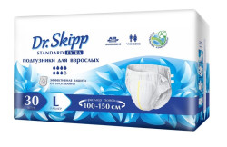 Подгузники для взрослых Dr. Skipp Standart Extra, L 3 (100-150 см) 30 шт., 7 капель - фото