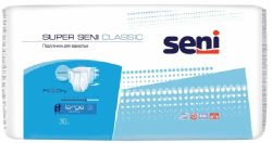 SENI CLASSIC 3 Large (6*, 30 шт) Подгузники для взрослых (100-150 см), Россия - фото
