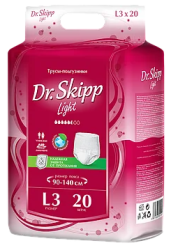 Dr. Skipp Light 3  Large  (5,5 капель 20 шт.) Впитывающие трусики для взрослых (90-140 см) - фото
