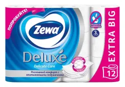 Zewa Deluxe Туалетная бумага 3 cлойная БЕЗ АРОМАТА 12 рулонов - фото